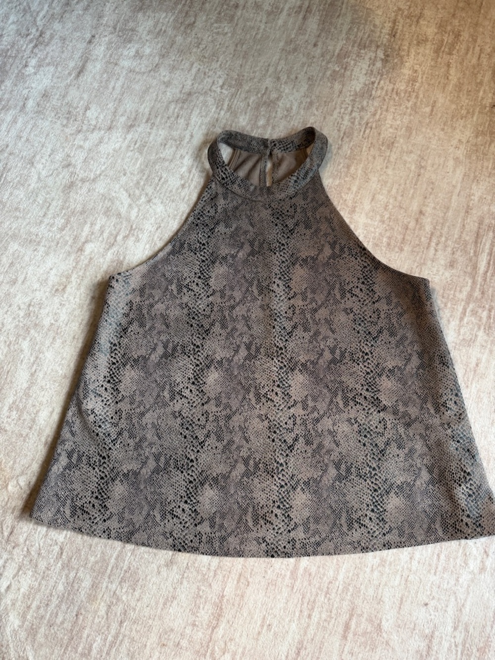 She + Sky Gray Snake-Print High Neck Sleeveless Tank
